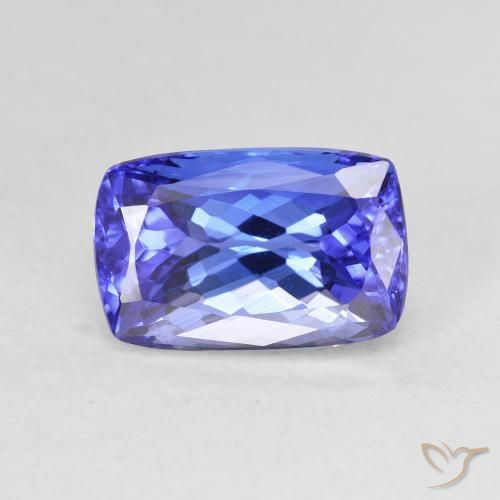 4.74ct Натуральный Темно-фиолетово-синий Танзанит, Подушка, Чистота VVS