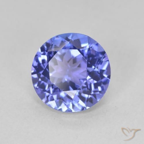 2.17ct Натуральный Интенсивный фиолетовый синий Танзанит, Круглый, Чистота VVS