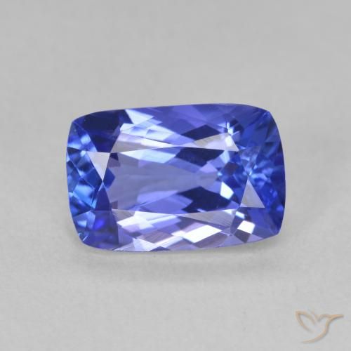 2.19ct Натуральный Темно-фиолетово-синий Танзанит, Подушка, Чистота VVS