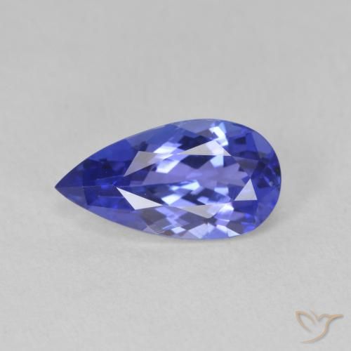1.77ct Натуральный Темно-фиолетово-синий Танзанит, Форма груши, Чистота VVS