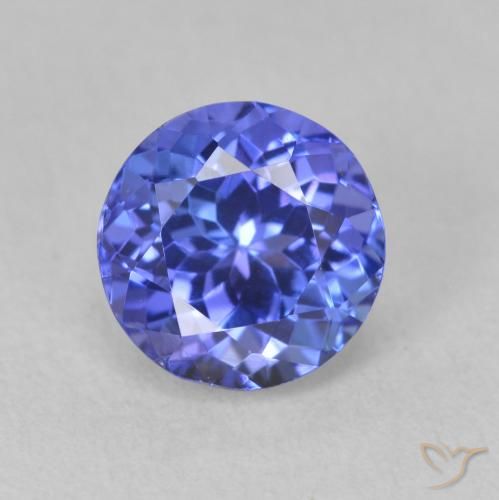 1.73ct Натуральный Темно-фиолетово-синий Танзанит, Круглый, Чистота VVS