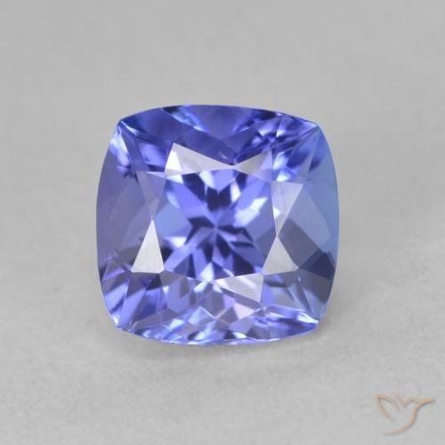 1.59ct Натуральный Темно-фиолетово-синий Танзанит, Подушка, Чистота VVS