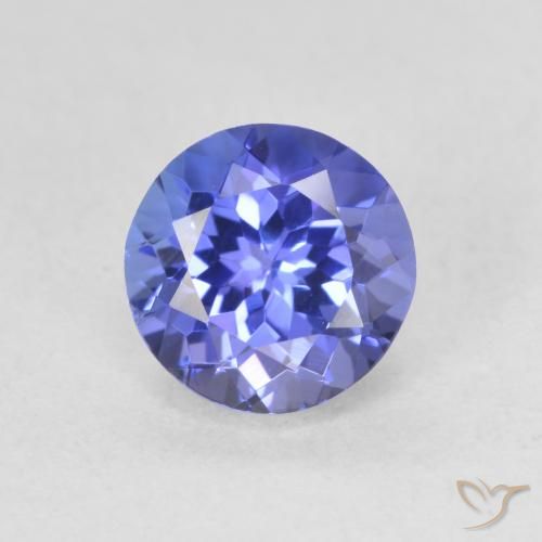 1.42ct Натуральный Интенсивный фиолетовый синий Танзанит, Круглый, Чистота VVS