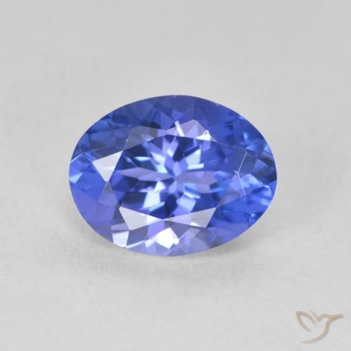 1.63ct Натуральный Темно-фиолетово-синий Танзанит, Овал, Чистота VVS