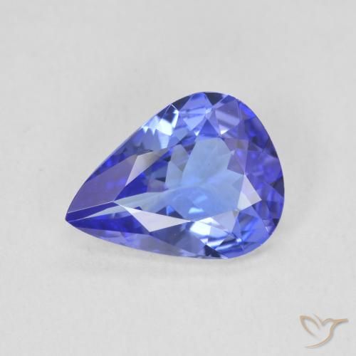 1.73ct Натуральный Темно-фиолетово-синий Танзанит, Форма груши, Чистота VVS