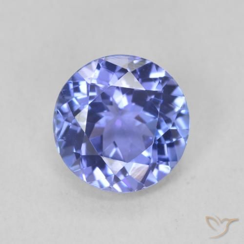 1.52ct Натуральный Интенсивный фиолетовый синий Танзанит, Круглый, Чистота VVS