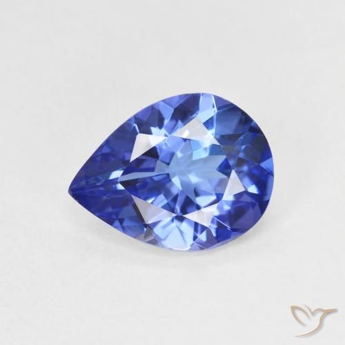 1.53ct Натуральный Темно-фиолетово-синий Танзанит, Форма груши, Чистота VVS