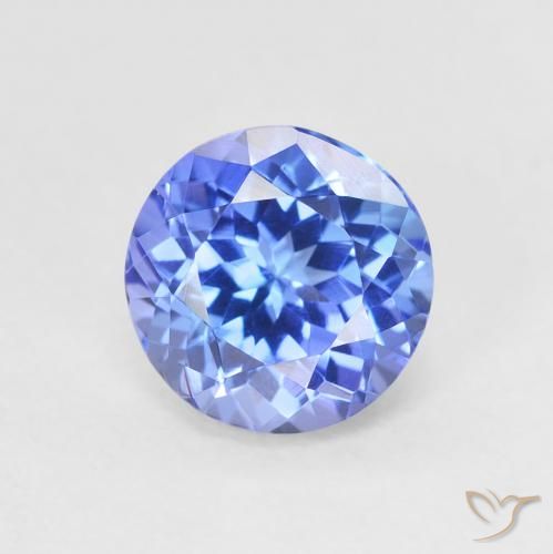 1.65ct Натуральный Темно-фиолетово-синий Танзанит, Круглый, Чистота VVS