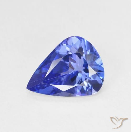 1.51ct Натуральный Темно-фиолетово-синий Танзанит, Форма груши, Чистота VVS