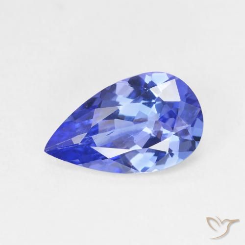 1.75ct Натуральный Темно-фиолетово-синий Танзанит, Форма груши, Чистота VS