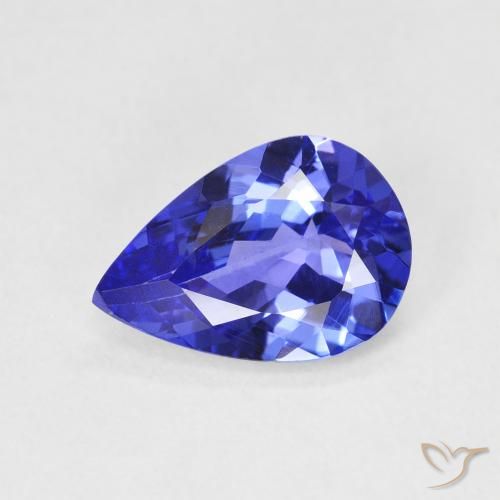 1.77ct Натуральный Ярко-синий Танзанит, Форма груши, Чистота VVS