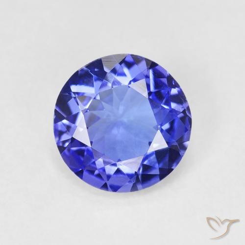 1.72ct Натуральный Интенсивный фиолетовый синий Танзанит, Круглый, Чистота VVS