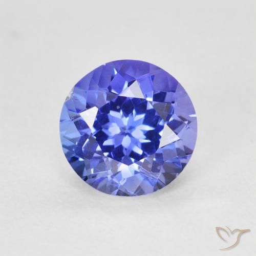 1.56ct Натуральный Интенсивный фиолетовый синий Танзанит, Круглый, VVS-VS