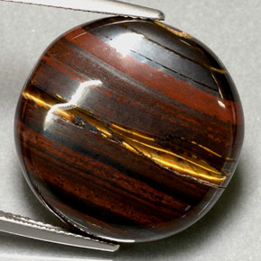 Натуральный многоцветный tiger's eye matrix 31,63 карата огранка круг, непрозрачный