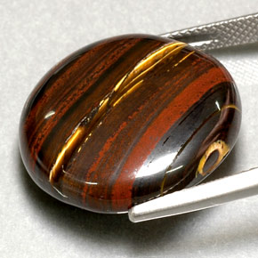 Натуральный многоцветный tiger's eye matrix 31,63 карата огранка круг, непрозрачный
