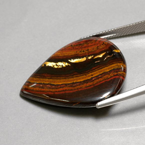 Натуральный многоцветный tiger's eye matrix 37,44 карата форма груши, непрозрачный