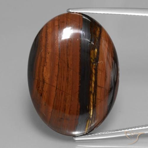 43.68ct Натуральный Многоцветный Тигриный Глаз Матрица, Овал, Непрозрачный