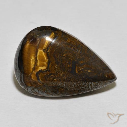 30.06ct Натуральный Многоцветный Тигриный Глаз Матрица, Форма груши, Непрозрачный