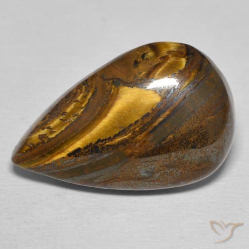 21.26ct Натуральный Коричневый Тигриный Глаз Матрица, Форма груши, Непрозрачный
