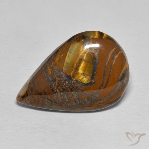 28.22ct Натуральный Коричневый Тигриный Глаз Матрица, Форма груши, Непрозрачный