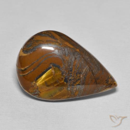 28.22 карата, натуральный Коричневый Тигриный Глаз Матрица, Форма груши, Непрозрачный