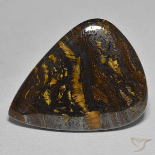 48.89ct Натуральный Многоцветный Тигриный Глаз Матрица, Форма груши, Непрозрачный