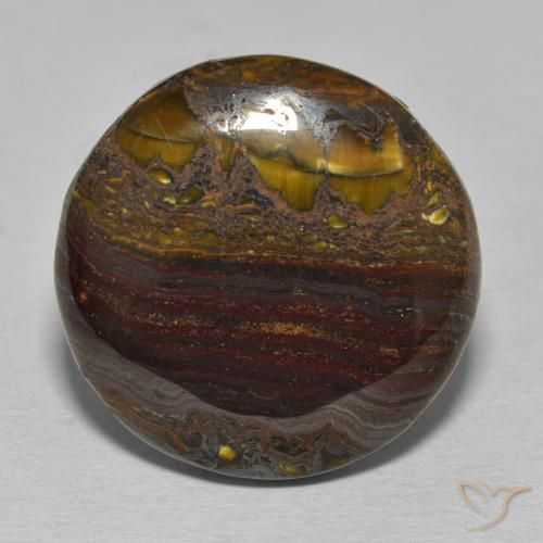 34.30ct Натуральный Многоцветный Тигриный Глаз Матрица, Круглый, Непрозрачный