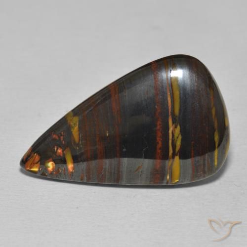 25.45ct Натуральный Многоцветный Тигриный Глаз Матрица, Форма груши, Непрозрачный