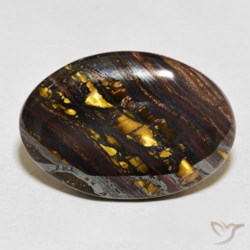 21.43ct Натуральный Многоцветный Тигриный Глаз Матрица, Овал, Непрозрачный