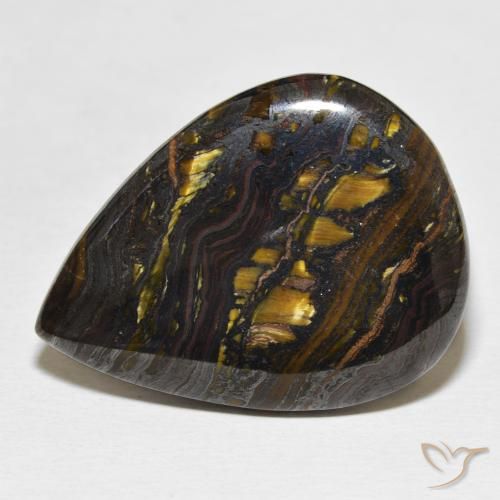34.99ct Натуральный Многоцветный Тигриный Глаз Матрица, Форма груши, Непрозрачный