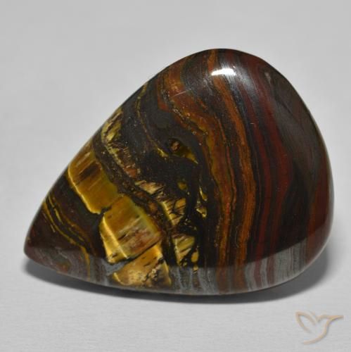 40.12ct Натуральный Medium Dark-Brown Тигриный Глаз Матрица, Форма груши, Непрозрачный