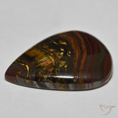 40.12 карата, натуральный Medium Dark-Brown Тигриный Глаз Матрица, Форма груши, Непрозрачный