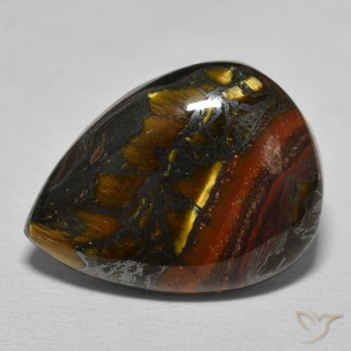 13.12ct Натуральный Многоцветный коричневый Тигриный Глаз Матрица, Форма груши, Непрозрачный