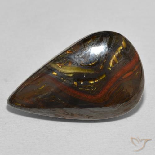 24.76ct Натуральный Многоцветный Тигриный Глаз Матрица, Форма груши, Непрозрачный