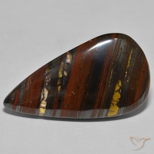 39.26ct Натуральный Medium Dark-Brown Тигриный Глаз Матрица, Форма груши, Непрозрачный