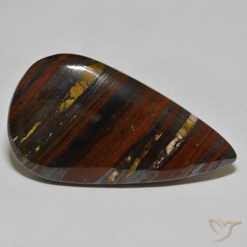 39.26 карата, натуральный Medium Dark-Brown Тигриный Глаз Матрица, Форма груши, Непрозрачный
