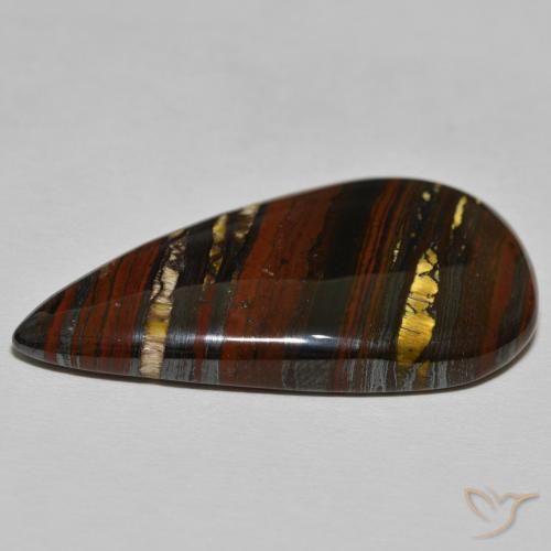 39.26 карата, натуральный Medium Dark-Brown Тигриный Глаз Матрица, Форма груши, Непрозрачный