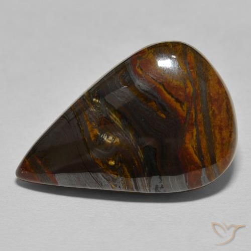 27.95ct Натуральный Medium Dark-Brown Тигриный Глаз Матрица, Форма груши, Непрозрачный