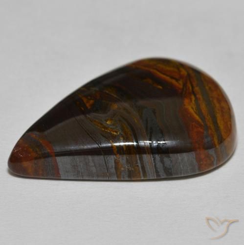 27.95 карата, натуральный Medium Dark-Brown Тигриный Глаз Матрица, Форма груши, Непрозрачный