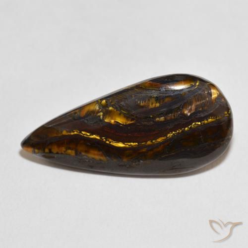 30.70ct Натуральный Многоцветный Тигриный Глаз Матрица, Форма груши, Непрозрачный