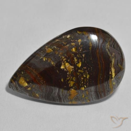 46.57ct Натуральный Многоцветный Тигриный Глаз Матрица, Форма груши, Непрозрачный