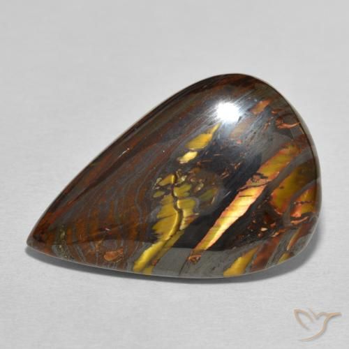 29.62ct Натуральный Многоцветный Тигриный Глаз Матрица, Форма груши, Непрозрачный
