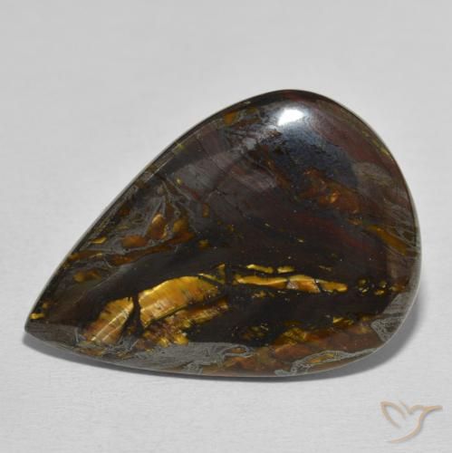 39.31ct Натуральный Многоцветный Тигриный Глаз Матрица, Форма груши, Непрозрачный
