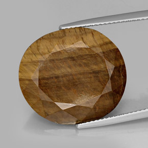 16.94 карата, натуральный Золотисто-коричневый Тигровый глаз, Огранка Овал, Непрозрачный