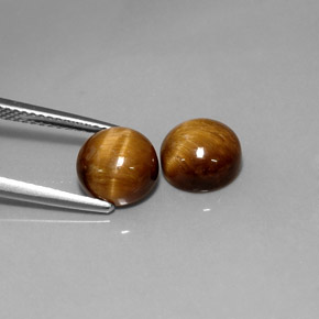 карата, натуральный Золотисто-коричневый Тигровый глаз, Огранка Круг, Непрозрачный