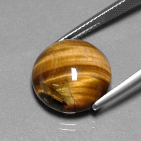 11.83 карата, натуральный Золотисто-коричневый Тигровый глаз, Огранка Круг, Непрозрачный