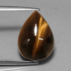 Натуральный коричневый tiger's eye 5,23 карата форма груши, непрозрачный