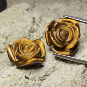 Натуральный коричневый tiger's eye 20,93 карата цветочная огранка, непрозрачный