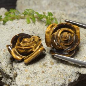Натуральный коричневый tiger's eye 24,14 карата цветочная огранка, непрозрачный