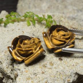 Натуральный коричневый tiger's eye 24,14 карата цветочная огранка, непрозрачный